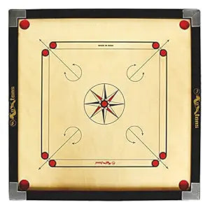26-Inch Medium Carrom Board | Glossy Finish with Coins, Strikers & Powder – 41cm