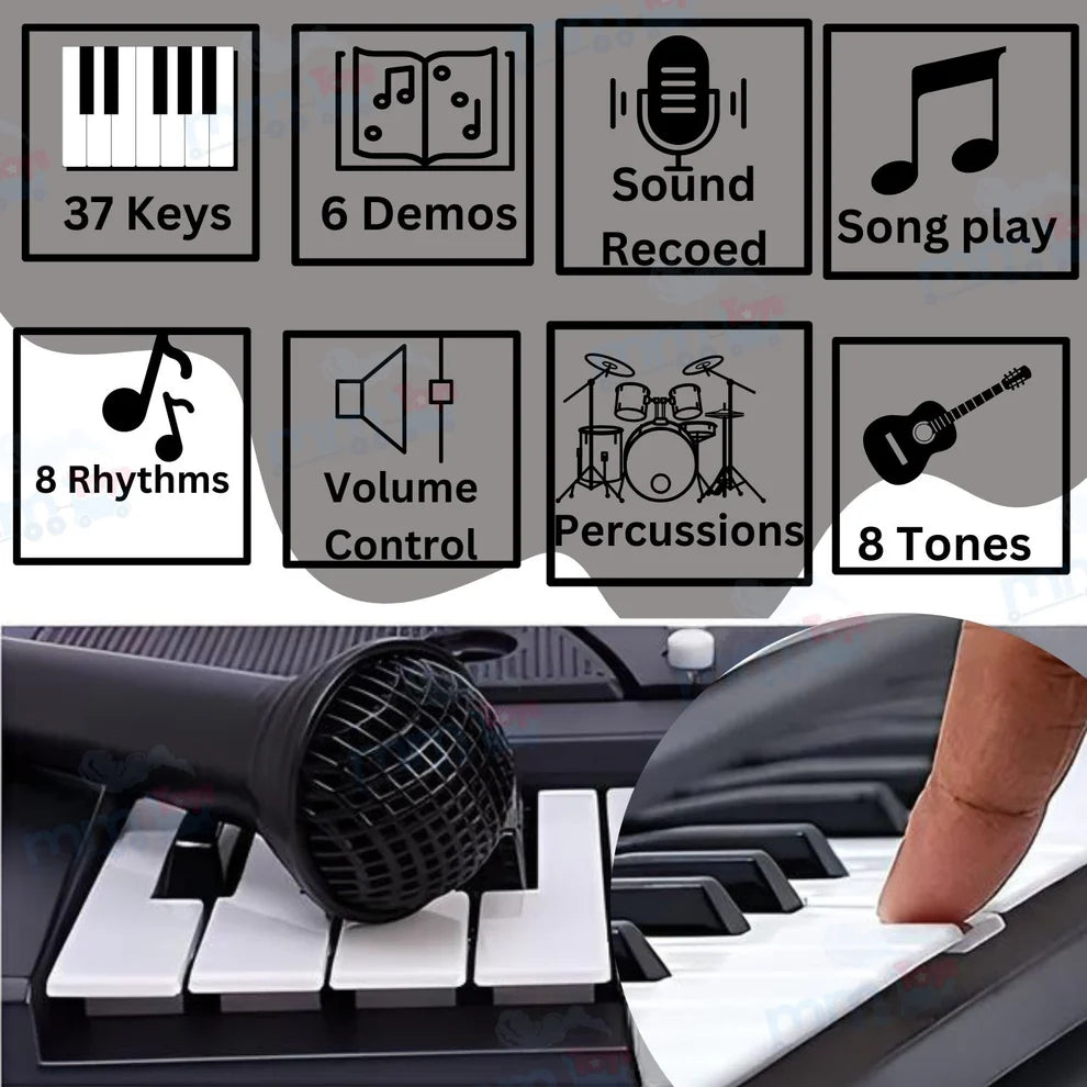 Kids Piano Keyboard with Microphone BF430- 37 Keys, 8 Tones & 8 Rhythms, Ages 3-7, Perfect Gift for Young Musicians